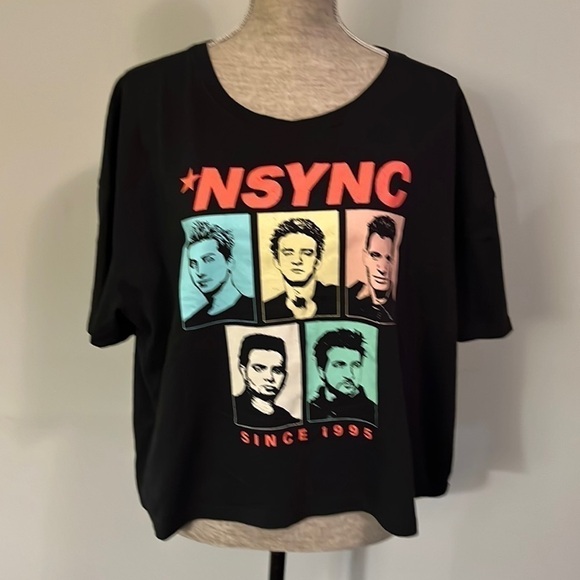NSYNC Womens Size XXL Black Crop SS T Shirt.  Excellent condition. - Picture 1 of 6
